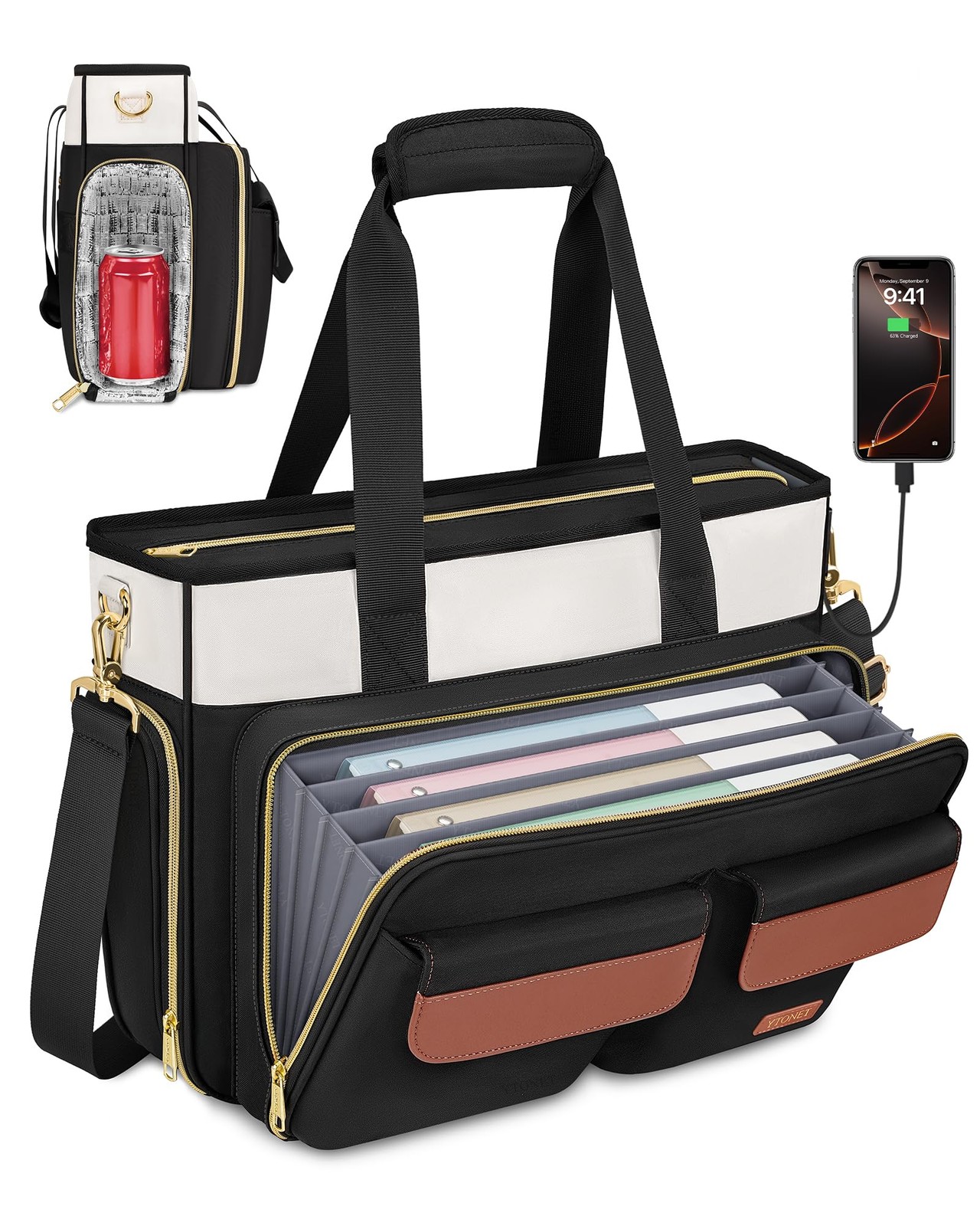 Ytonet Teacher Bag for Women, 15.6 Inch Laptop Tote Bag with Laptop Protectiv...