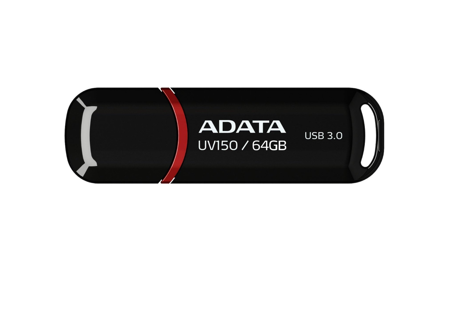 ADATA UV150 USB 3.0 Snap-On Cap Flash Drive, Black, AUV150-64G-RBK