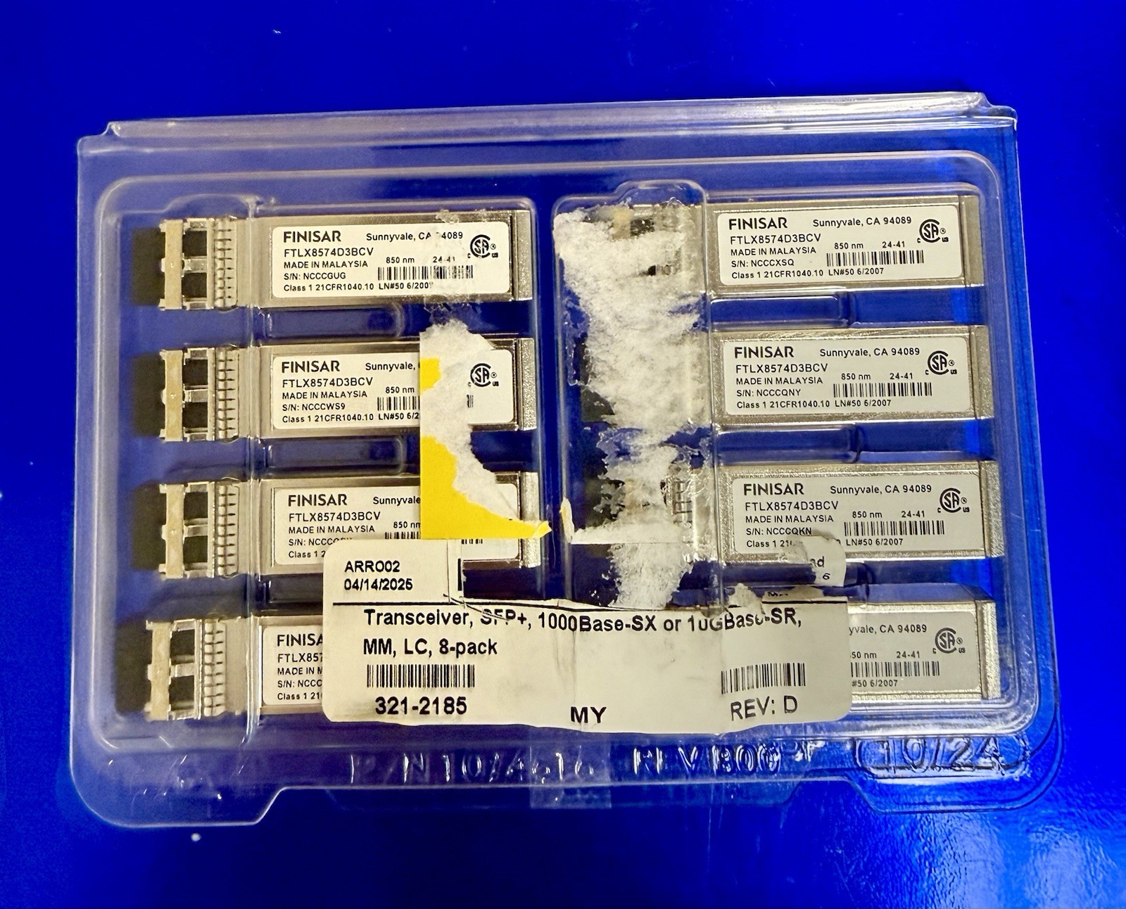 {8x} New Finisar FTLX8574D3BCV 1000BASE-SX 1G/10G Dual-Rate 400m Transceiver