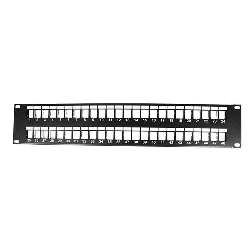 Royal Racks 48 Port Keystone Patch Panel 2U Universal Cat5e Cat6 Rack Mount