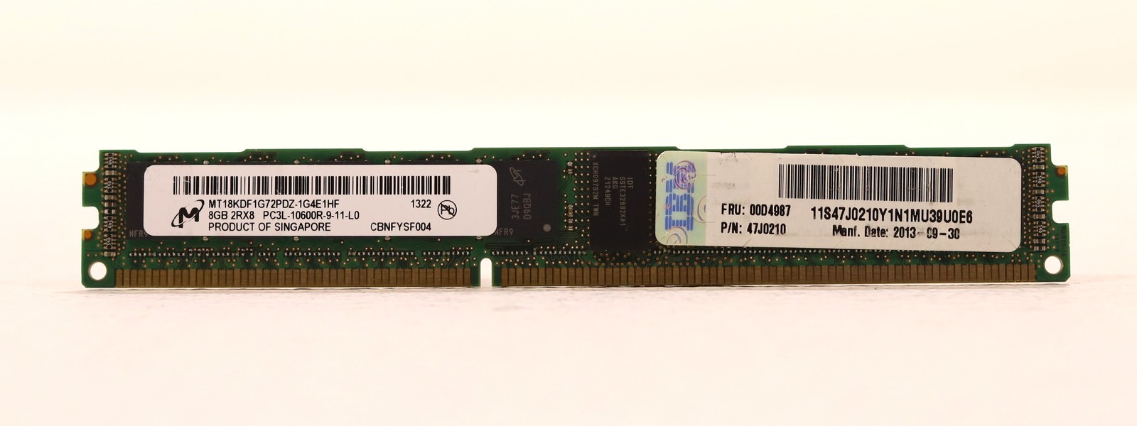 Micron 8GB 2Rx8 PC3L-10600R-9-11-L0 ECC REG Server Memory MT18KDF1G72PDZ-1G4E1HF