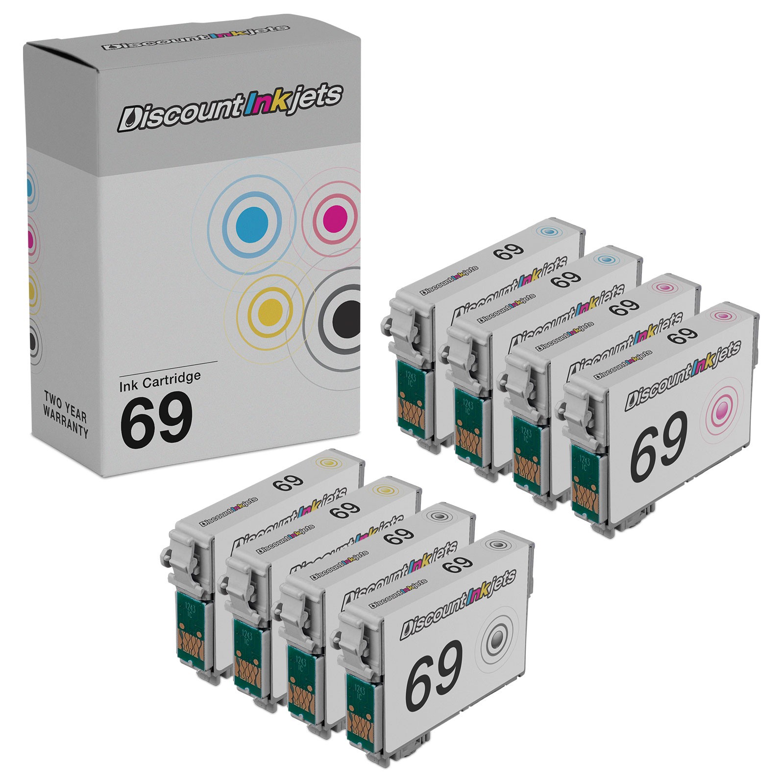 8 T069 Reman BLACK COLOR Ink Cartridge for Epson T0691 Stylus cx7400 nx515 nx110