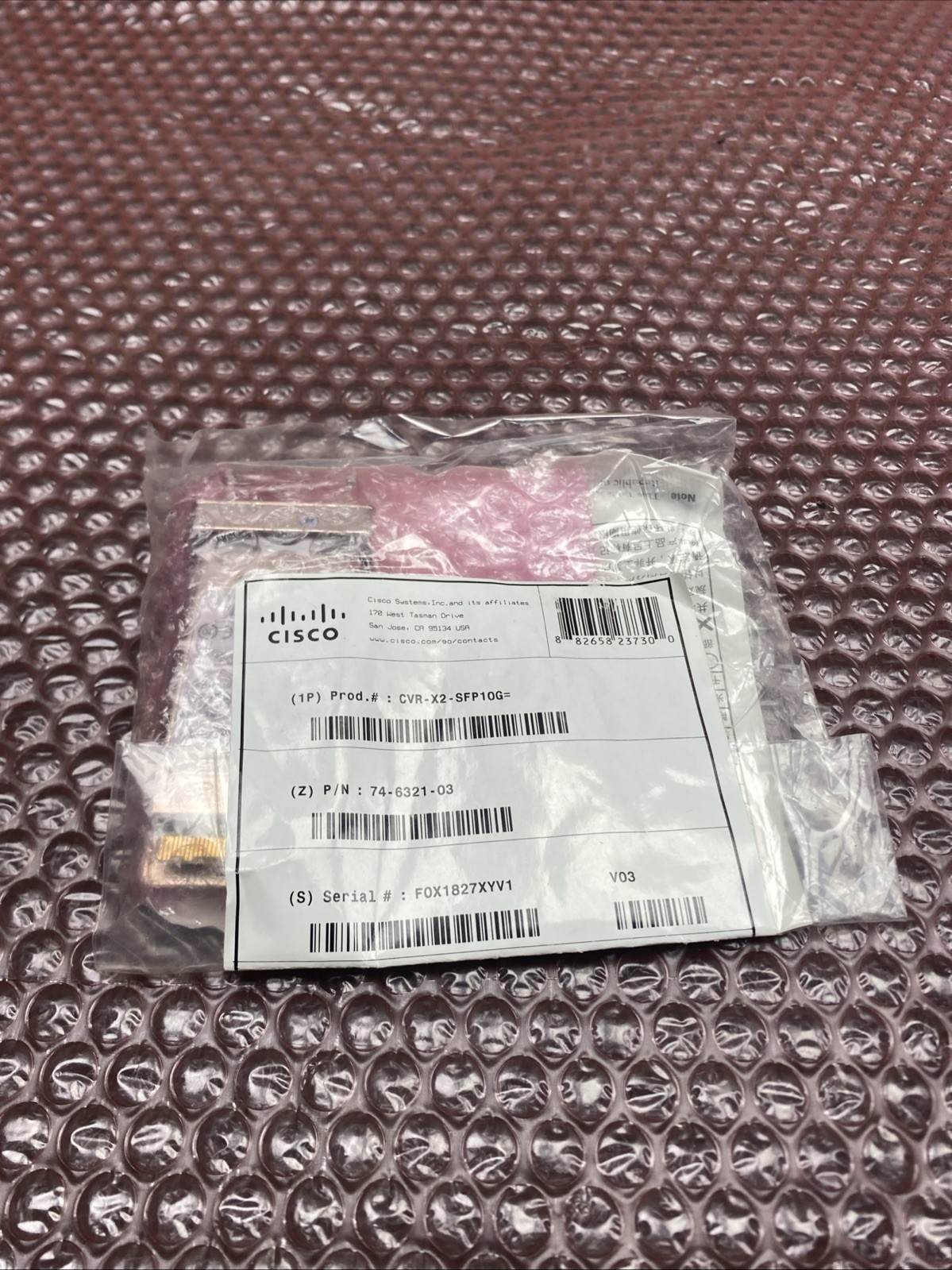NEW Genuine Cisco CVR-X2-SFP10G 74-6321-03 X2 to SFP+ Converter 10GB