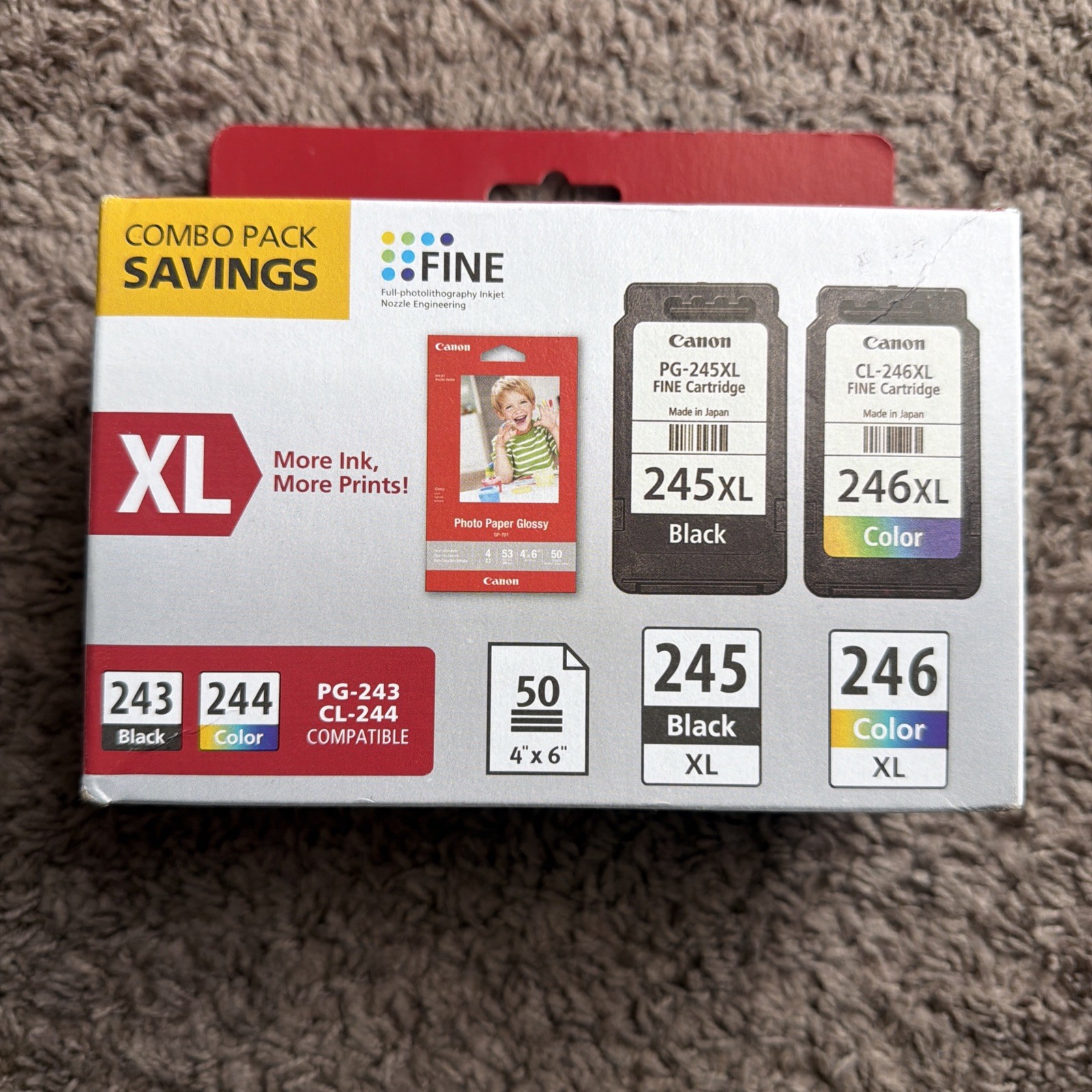 Canon PG-245XL Black & CL-246XL Color Ink Cartridge Set 8278B005 Genuine Sealed