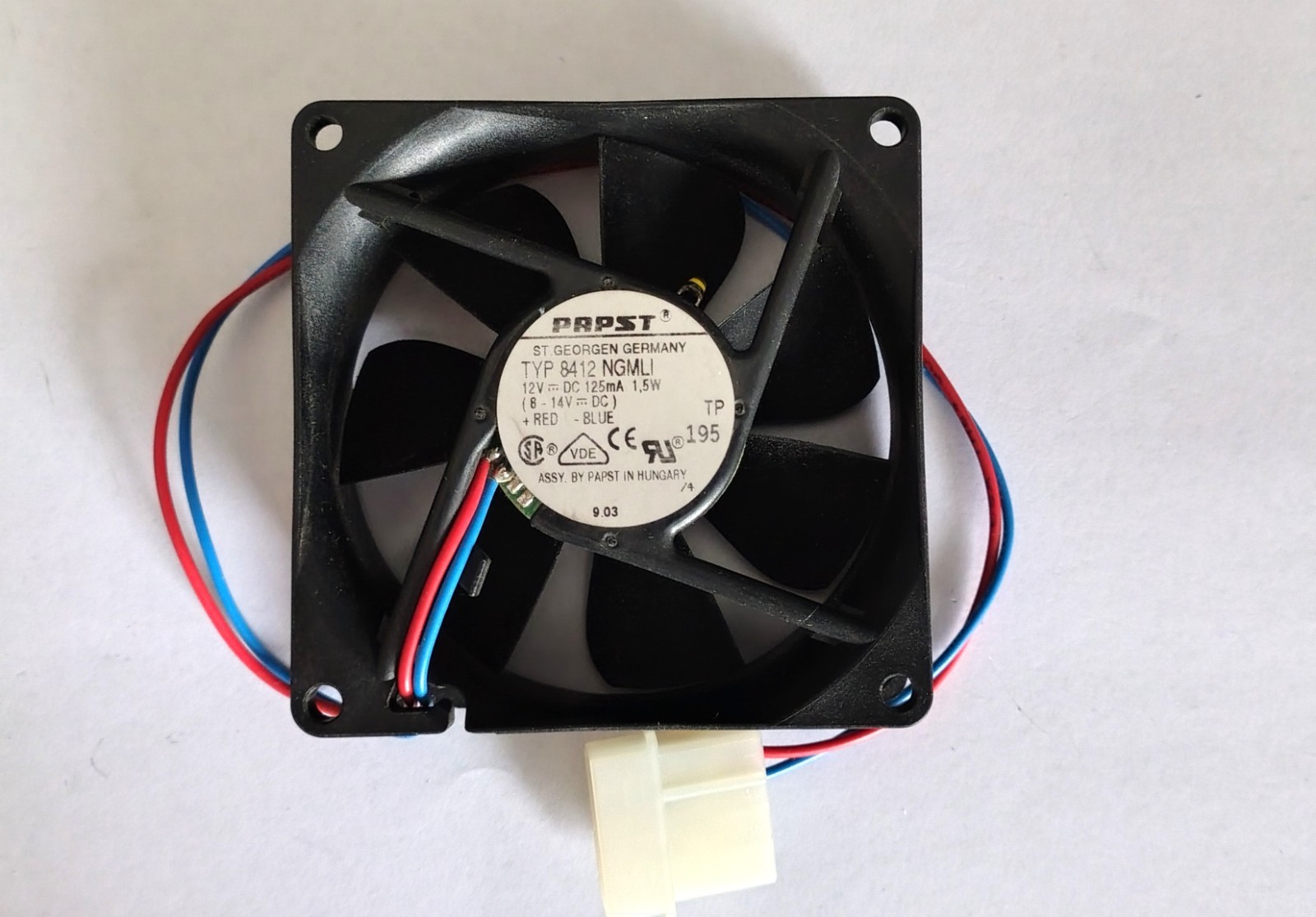 PAPST 8412 NGMLI Fan 12V DC Axial Fan 1.5W "For Parts Clearance"