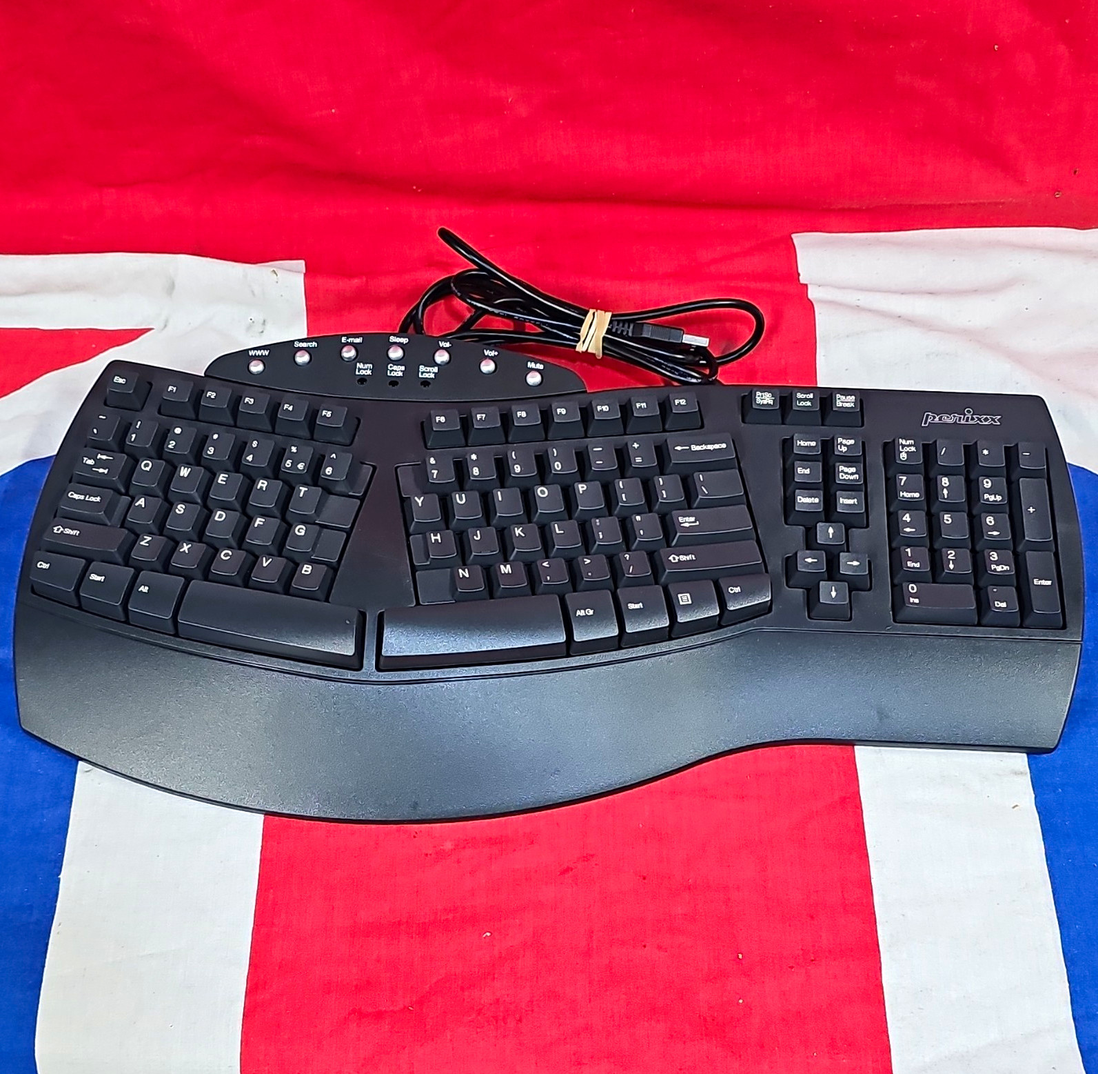 Perixx PERIBOARD-512 Wired USB Ergonomic Keyboard Black QWERTY EN Multimedia