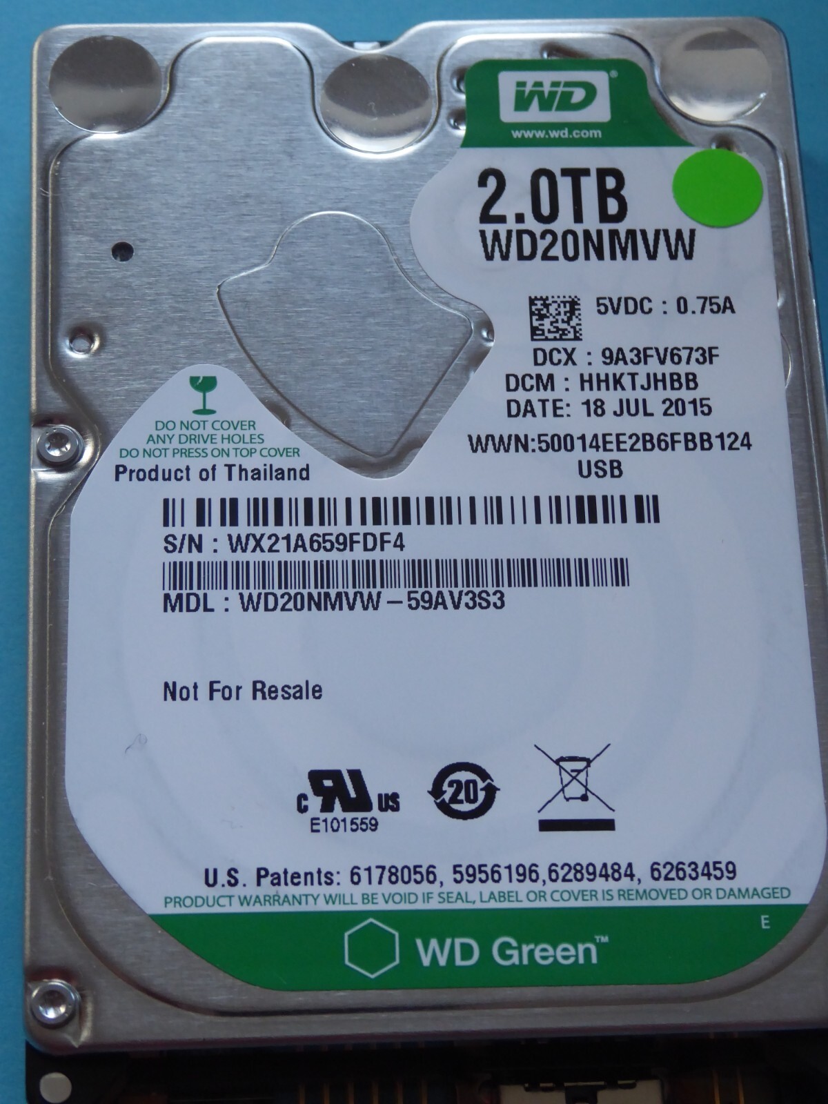 WD20NMVW-59AV3S3 DCM: HHKTJHBB 18 JUL 2015 Thailand 2TB