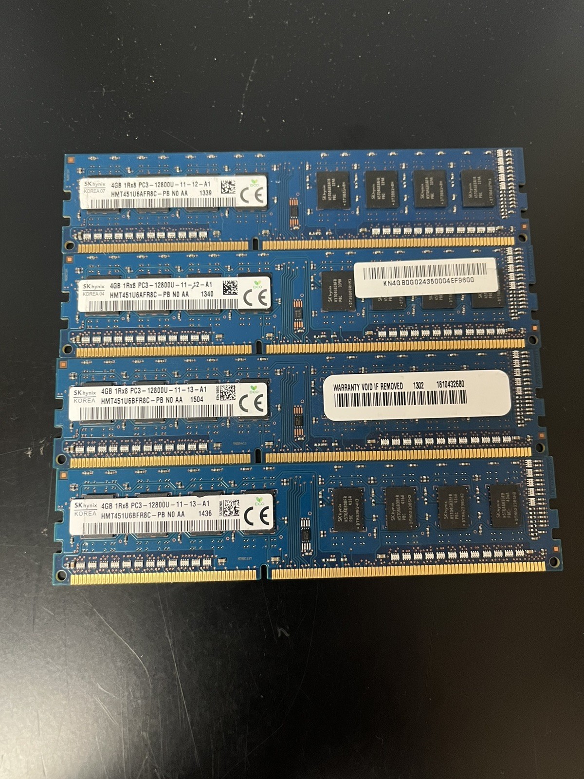 SK Hynix 4GB 2Rx8 PC3-12800U HMT351U6CFR8C-PB Desktop memory LOT OF 4 PCS