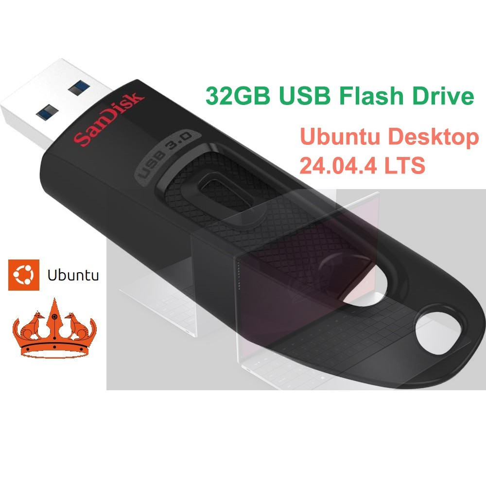 SanDisk Ubuntu Desktop 24.04.4 LTS Installer/ Bootable 32GB USB 3.0 Flash Drive