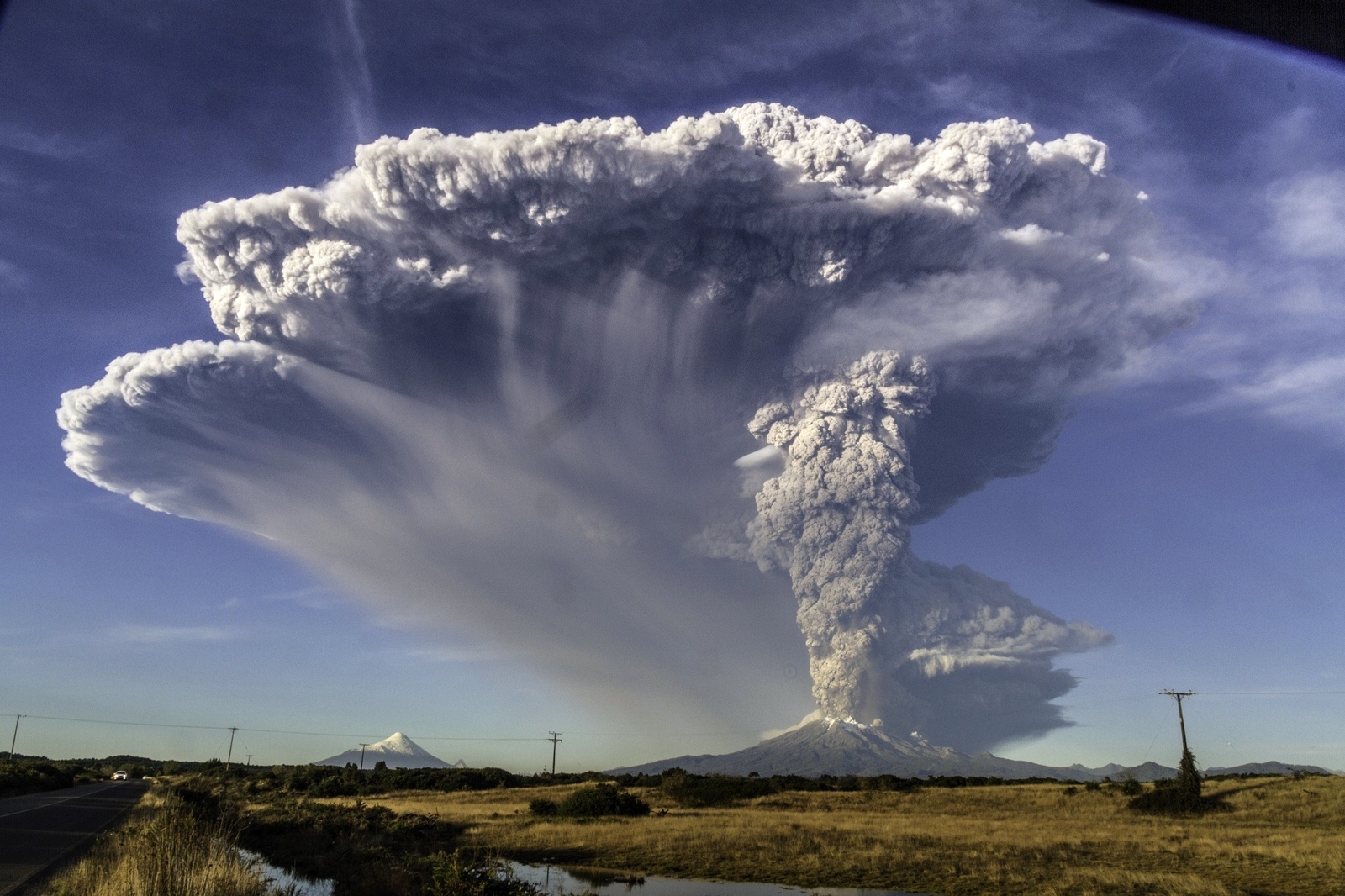Landscape calbuco volcano eruptions chile field road Custom Gaming Mat Desk