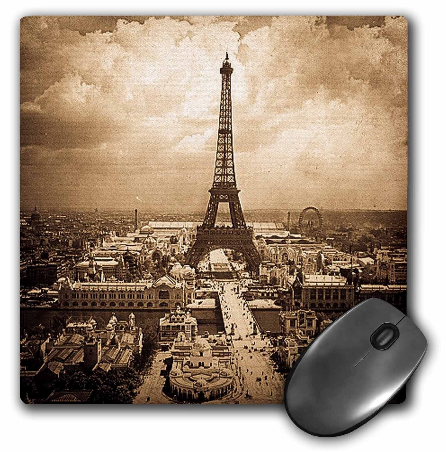 3dRose The Paris Exposition 1900 Eiffel Tower Sepia MousePad