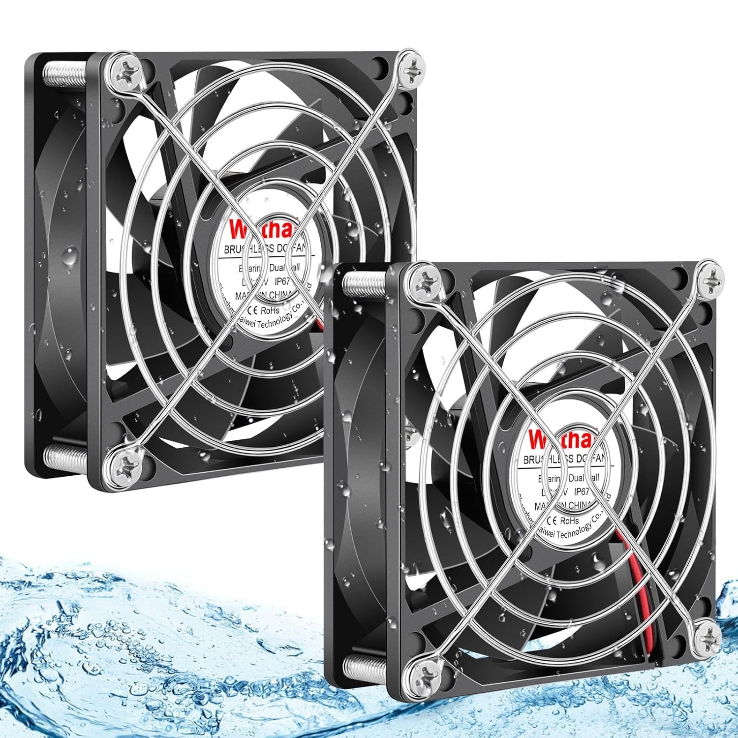 12V Waterproof Cooling Fan 80mm x 25mm Dual Ball High Speed Fan Pack