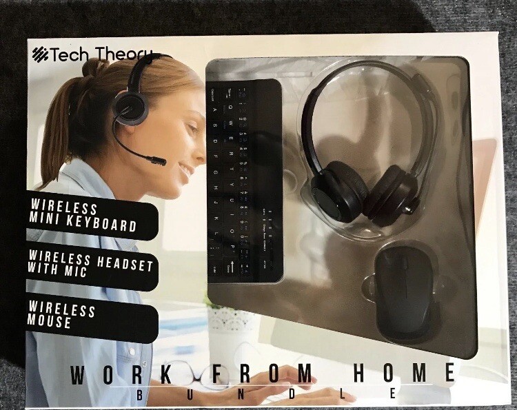 Tech Theory Work From Home Bundle Wireless Keyboard, Headset and Mouse New