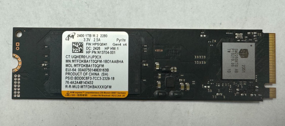 HP Micron 2400 1TB M.2 2280 Gen 4x4 N13704-001 SSD - New Pull