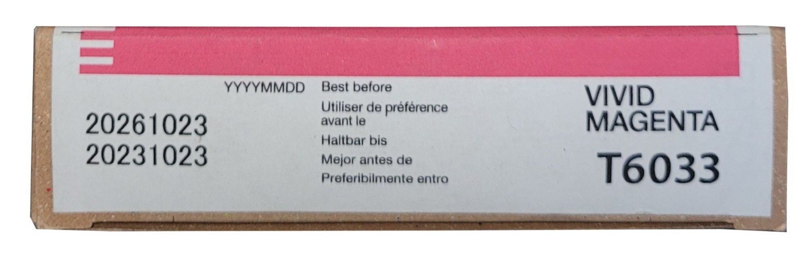 Genuine Epson T6033 Vivid Magenta UltraChrome K3 Ink Cartridge (10/23/2026)