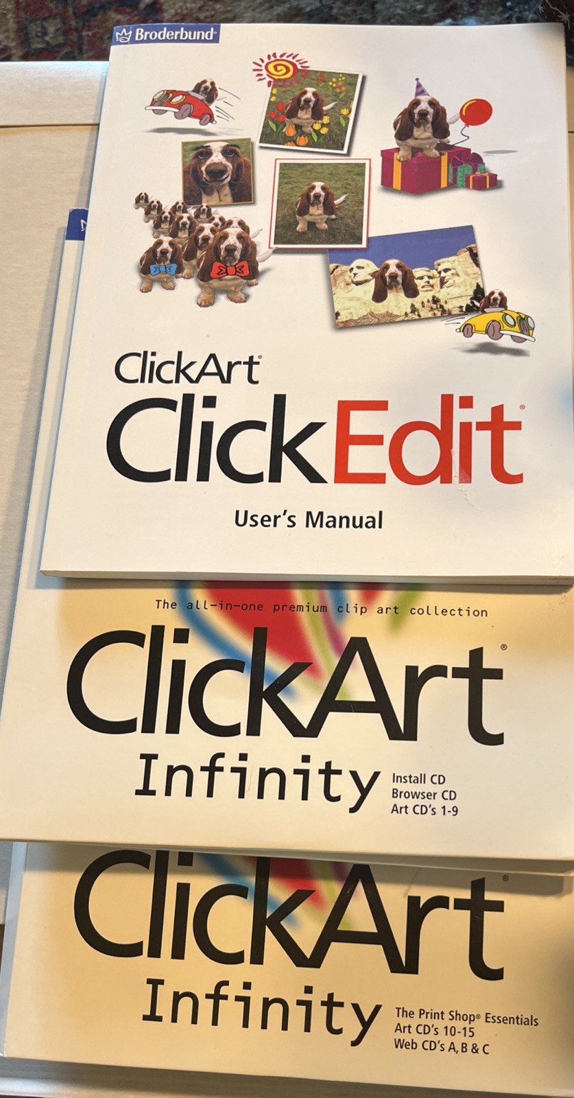 Vtg. 1999 Broderbund Click Art 20 CDs & Users Manual. All CDs EX Or Better. XH