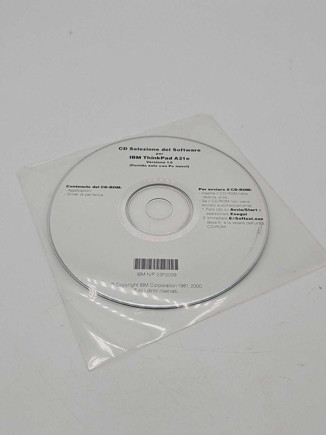 IBM THINKPAD A21e 23P2039 Software Selection CD DRIVER & APP