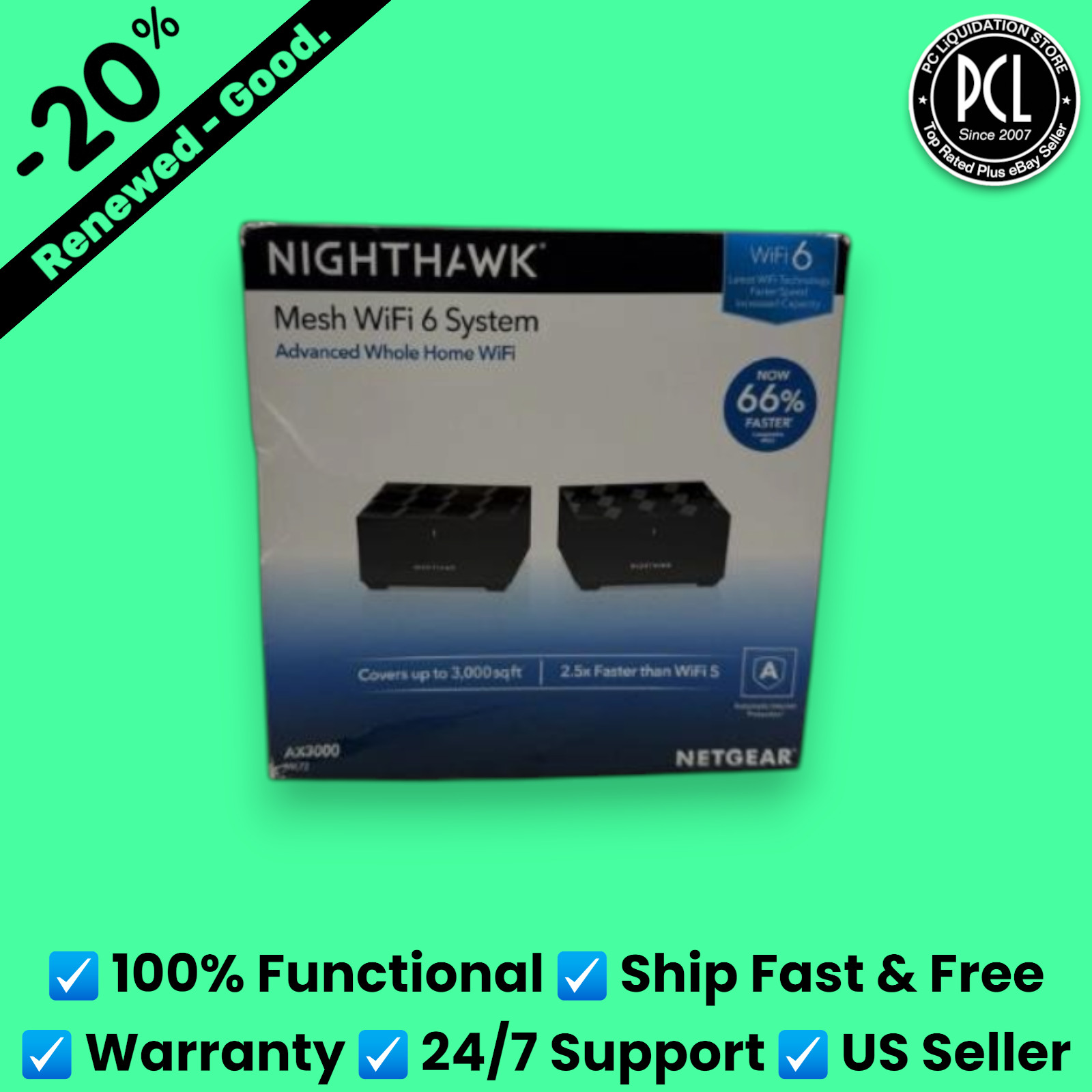 ✅Nighthawk Dual-Band WiFi6 Mesh System 3.0Gbps Router + 1 Satellite AX3000 MK72✅