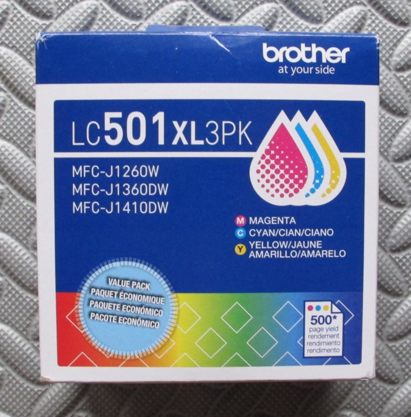Brother Genuine LC501XL3PK 3-Pack High Yield Cyan Magenta Yellow Ink Cartridges