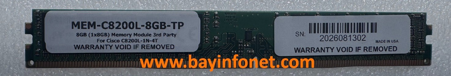 MEM-C8200L-8GB (1x8GB)  8GB Memory Module 3rd Party For Cisco C8200L-1N-4T
