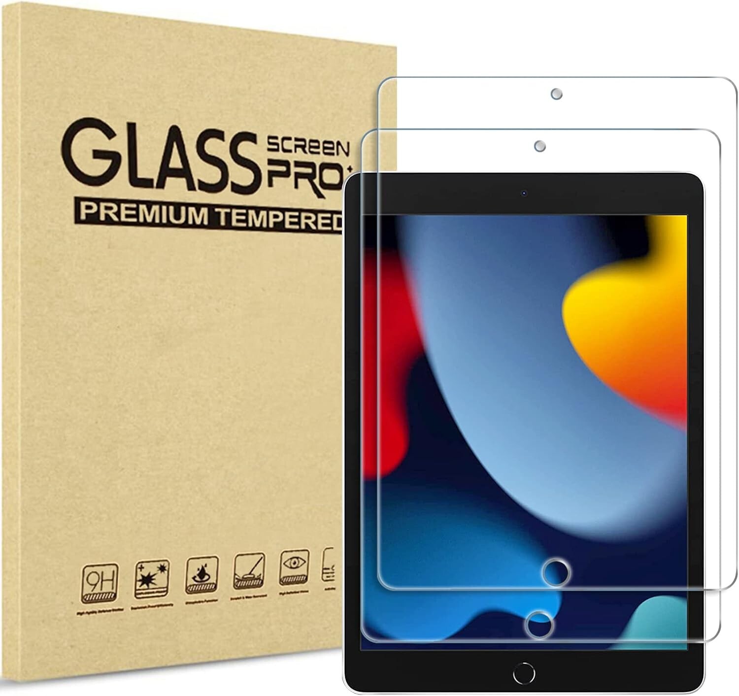 2-Pack Tempered Glass Screen Protector HD Clear For iPad 10.2 7th 8th 9th Gen