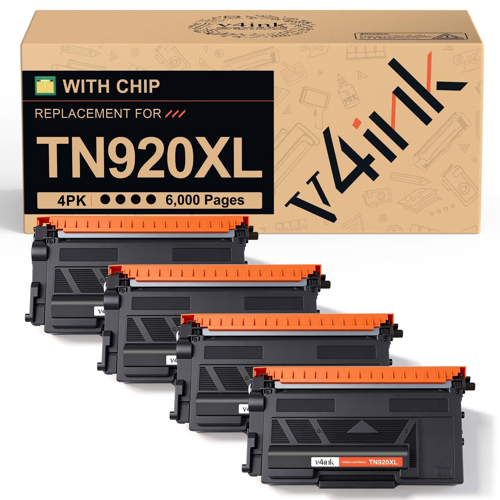 TN920XL 920XL Toner Compatible for Brother Printer HL-L6210DW Black 4 Pack | ...