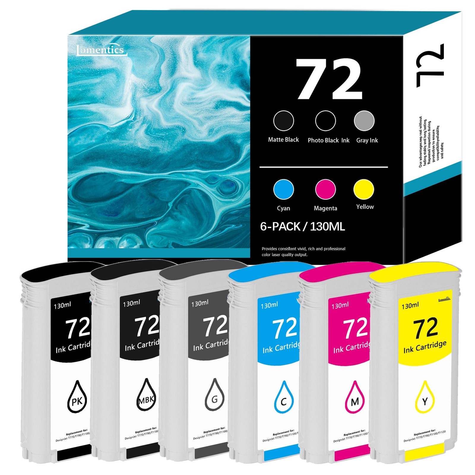 72 Ink Cartridges other, Matte Black Photo Cyan Yellow Magenta Gray