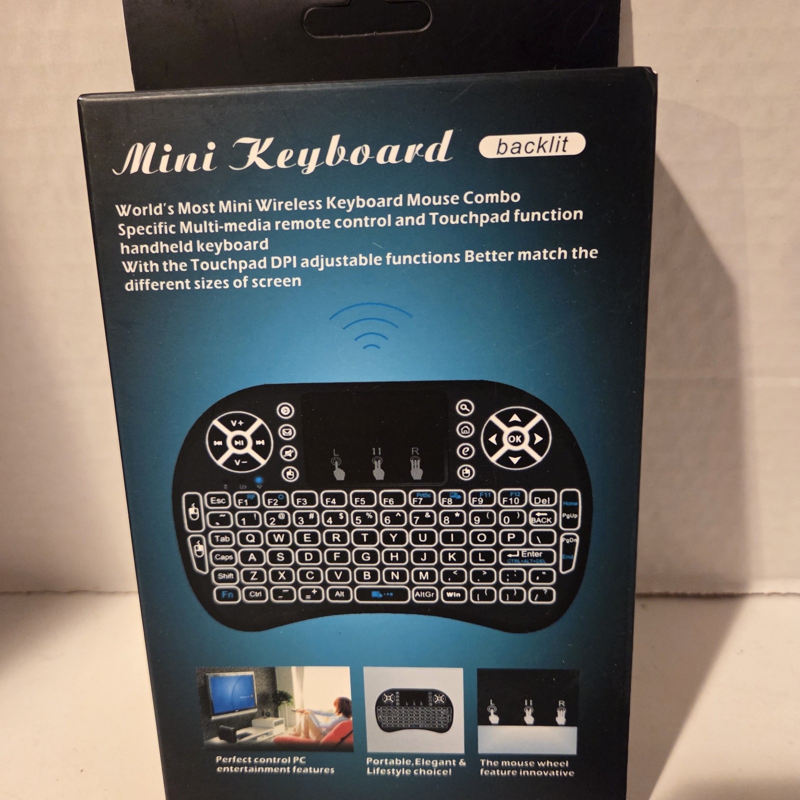 RoHs Mini Keyboard Backlit Wireless Multimedia Remote Xbox Playstation PC Tablet