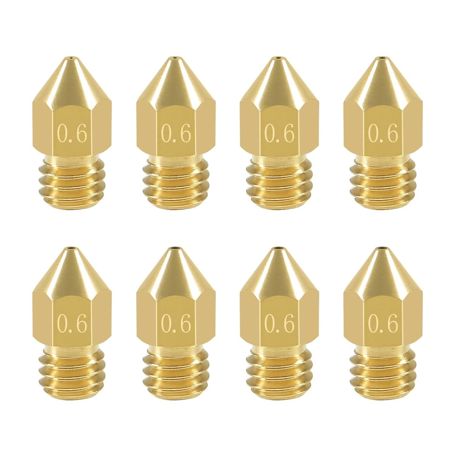 Aokin 8 Pcs 0.6mm MK8 Extruder Nozzles 3D Printer for Creality 