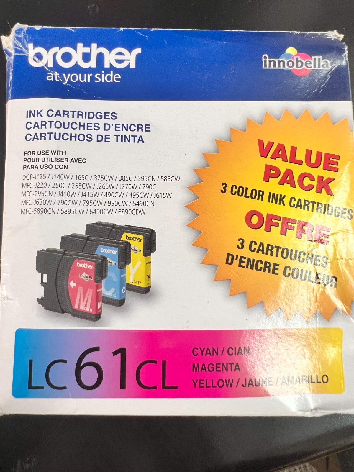 Brother LC61CL Cyan Magenta Yellow Ink Cartridges  1065/OB