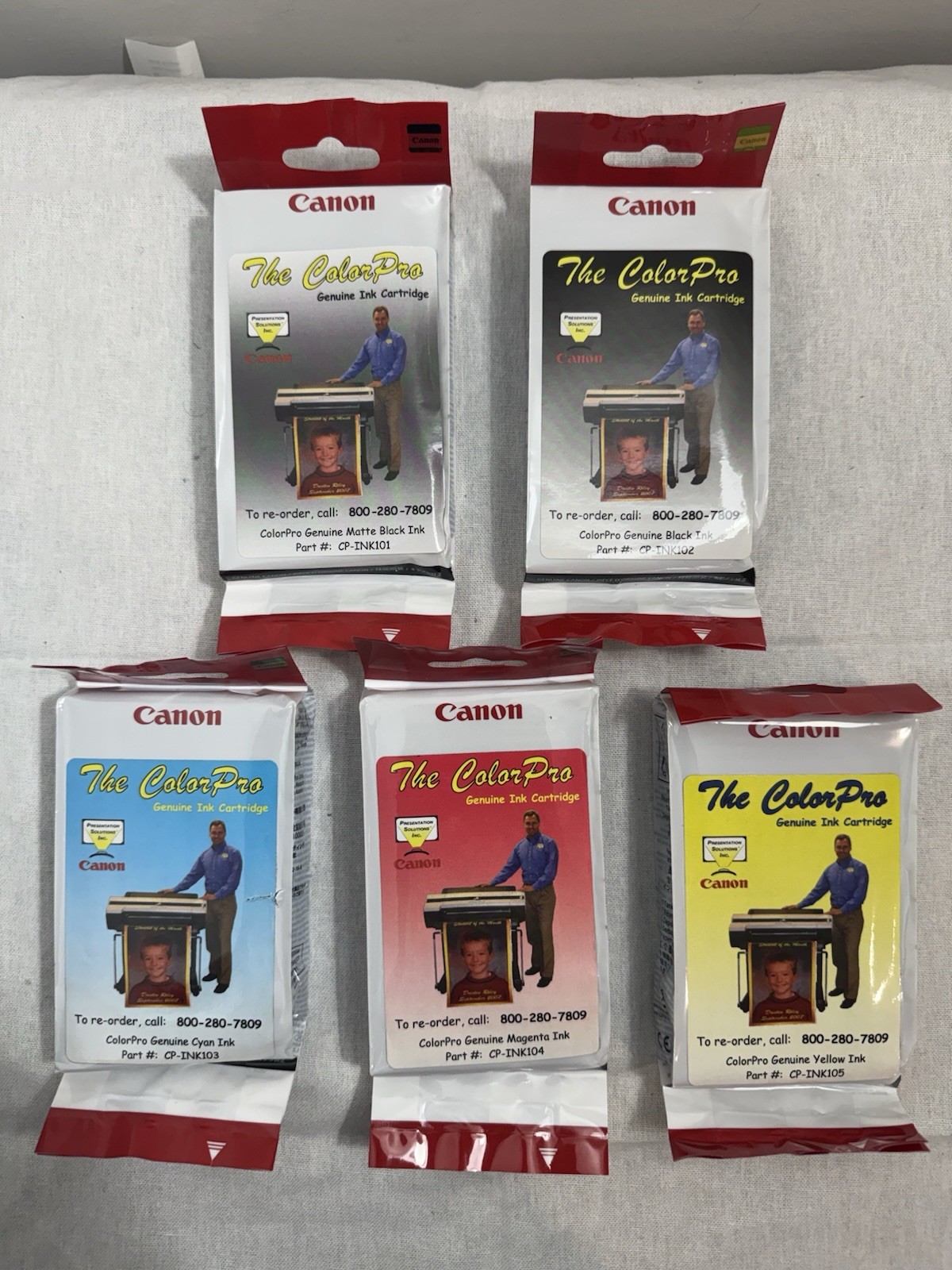 Lot Of 5 Canon iPF655 iPF750 iPF760 iPF765 / PFI-102 MBK BK C Y PFI-104M Sealed