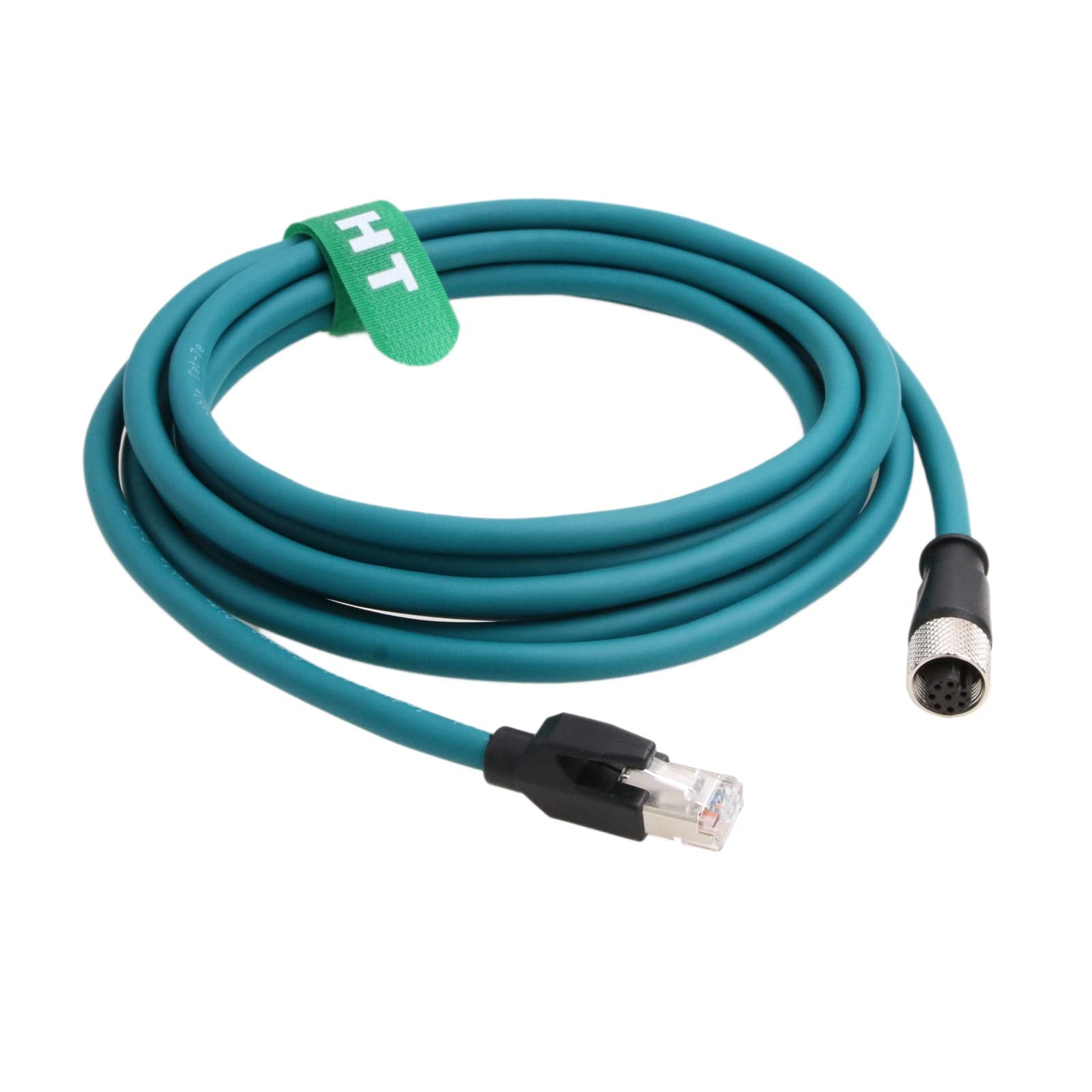 HangTon Ethernet Cable M12 A-Coded 8 Pin Female to RJ45 Cat-7e Patch Cord for...