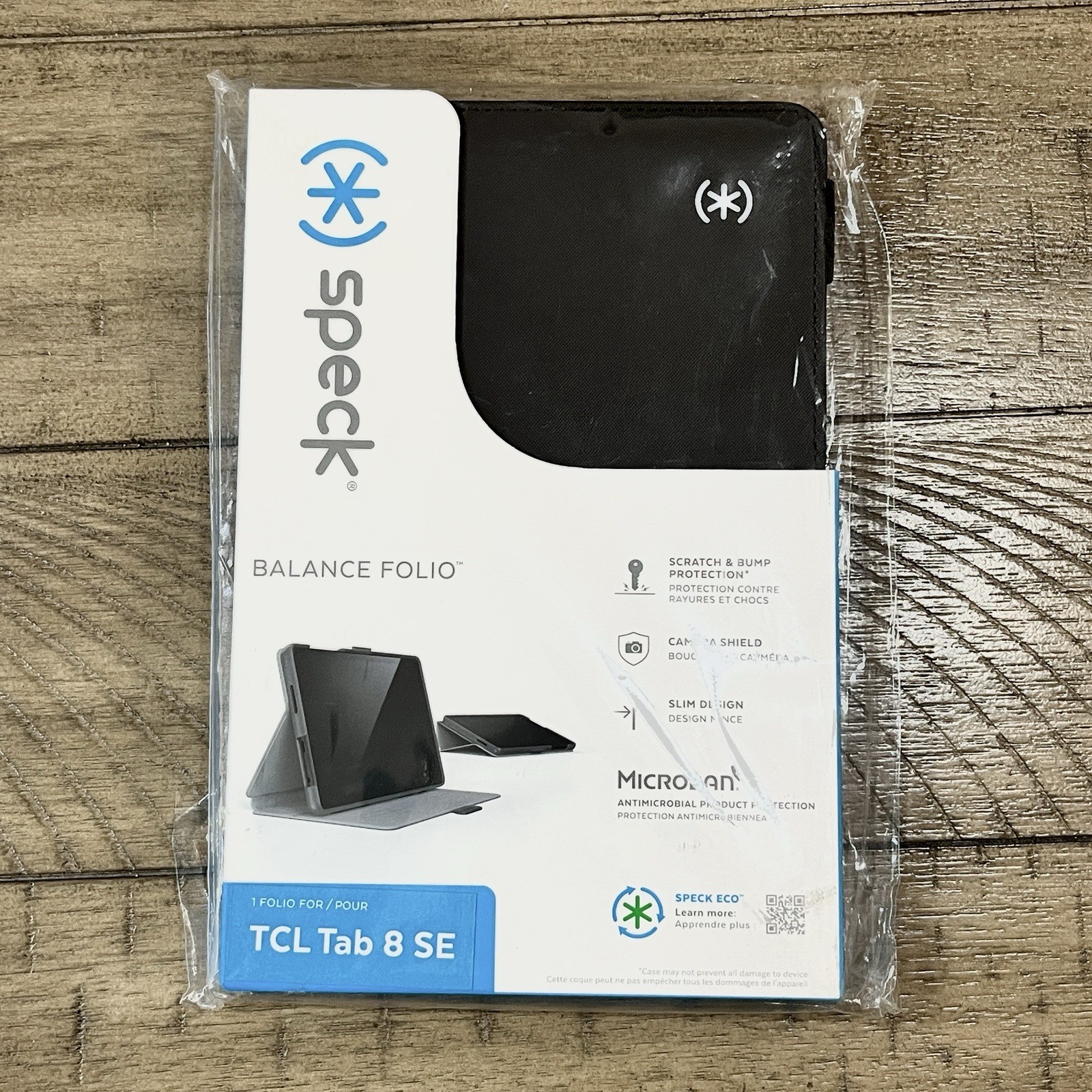 NEW Speck Balance Folio Case for TCL Tab 8 SE Black Protective Cover 4614S