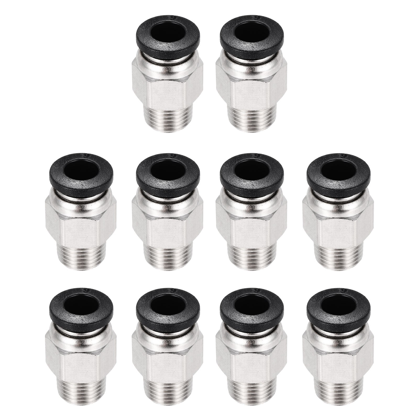 10Pcs PC6-M10 Straight Through Fitting for 3D Printer 4x6mm Tubes, Black