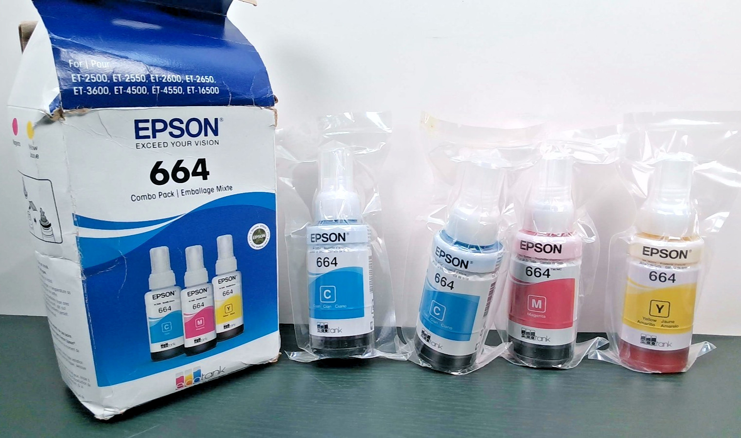 Epson - 664 - Combo 4x ink bottles - 2x Cyan / Magenta  / Yellow - 11/26-Genuine