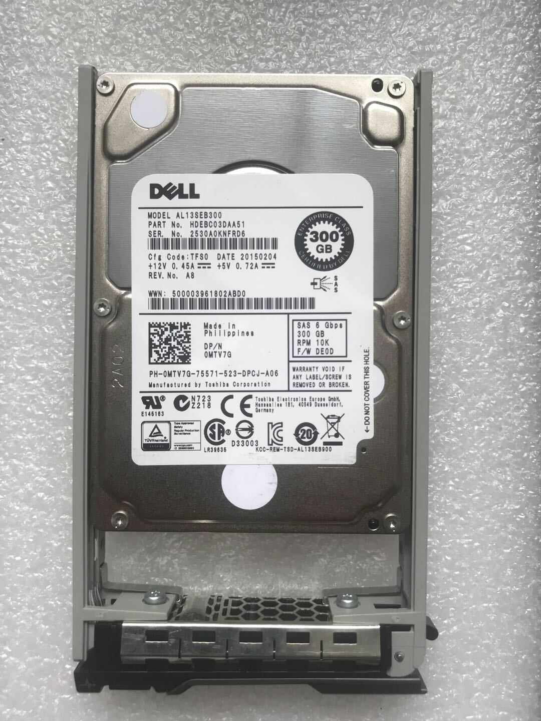 Hard Disk for  DELL 0MTV7G  MTV7G 300GB 10K 6G SAS 2.5'' SFF HDD 