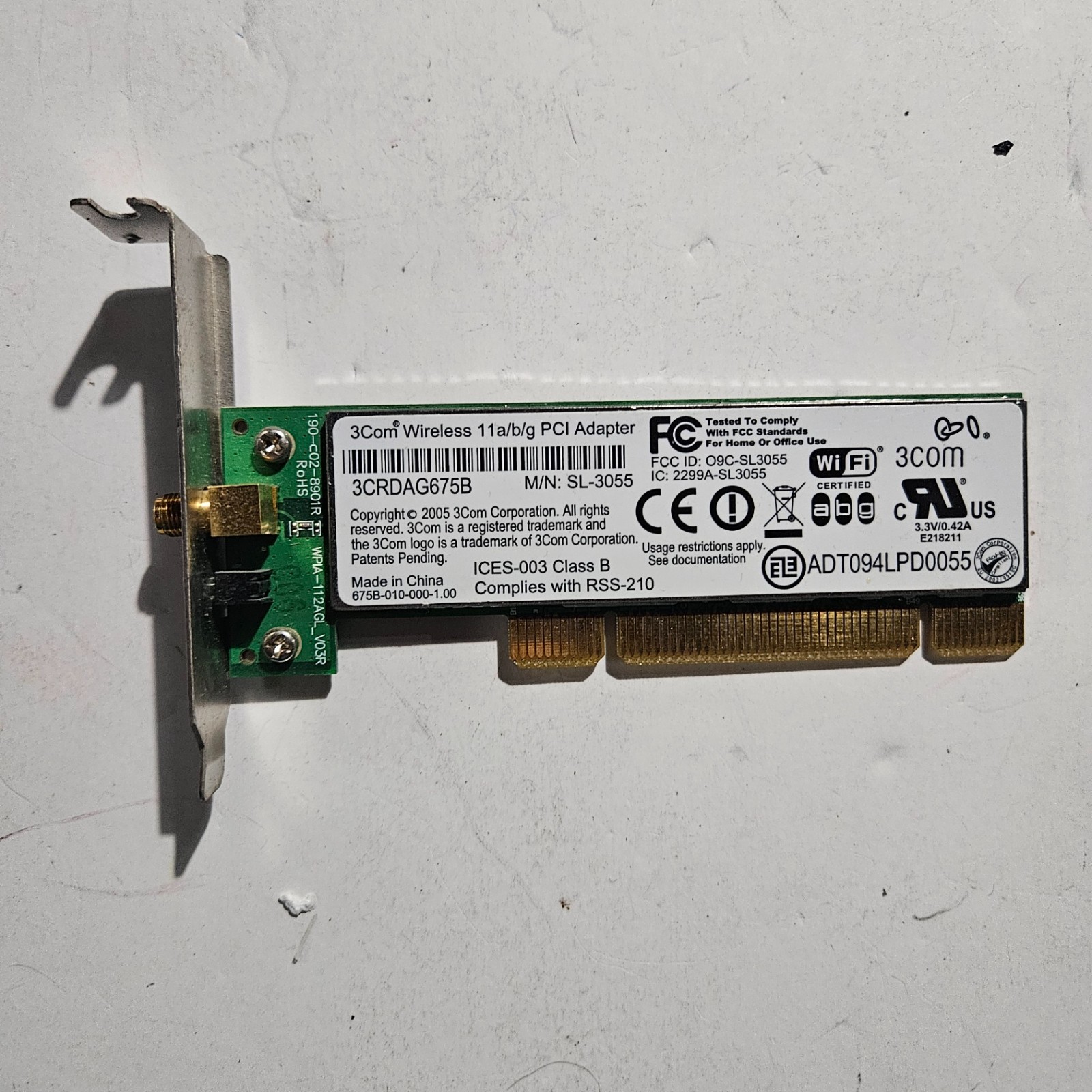 3COM 3CRDAG675B Wireless 11A/B/G Adapter