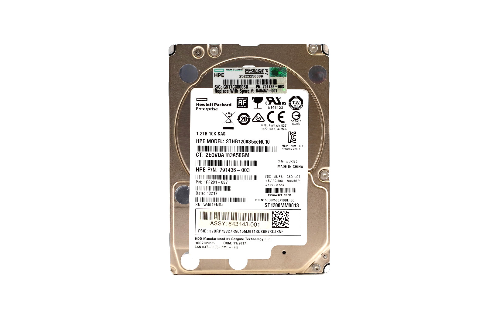 HPE STHB1200S5xeN010 1.2TB 2.5" 12Gb/s 10K RPM SAS Drive P/N: 791436-003 Tested