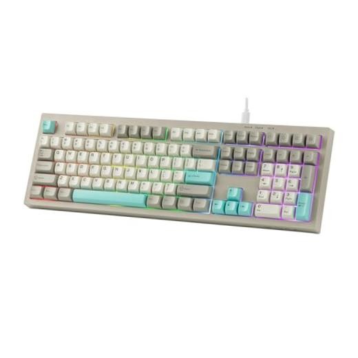 Aula S102 Membrane Gaming Keyboard w/Number Pad, 100% Full Size | Silent Grey