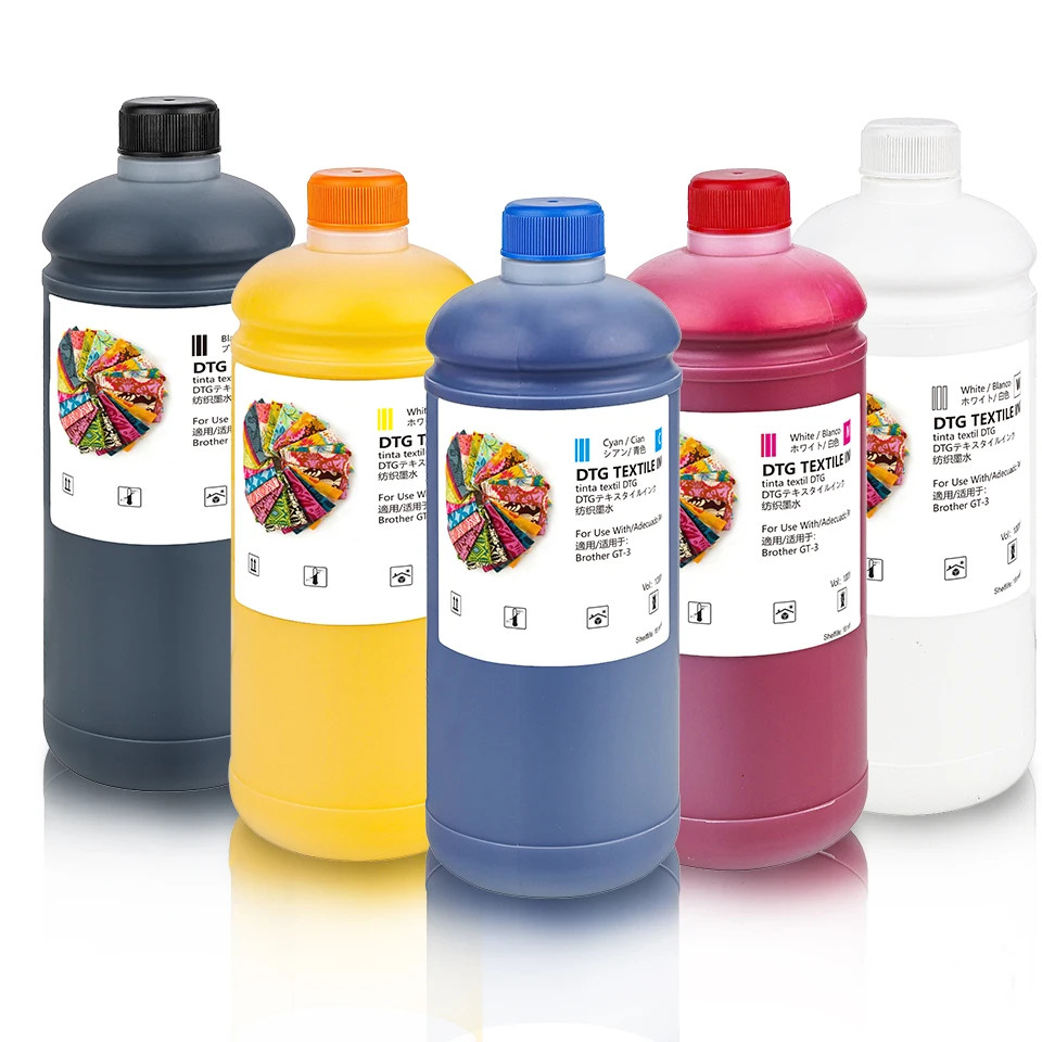 5*1000ml DTG Ink for Brother GT341 GT361 GT381 T-shirt Printing Printers