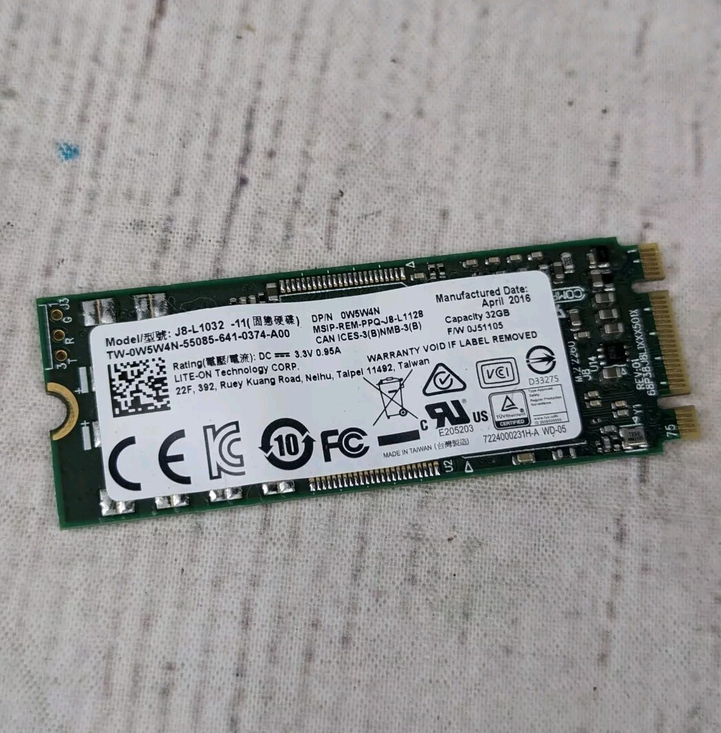 USED - Dell W5W4N 0W5W4N 32GB M.2 2260 B+M SATA SSD Liteon J8-L1032-11 - TESTED