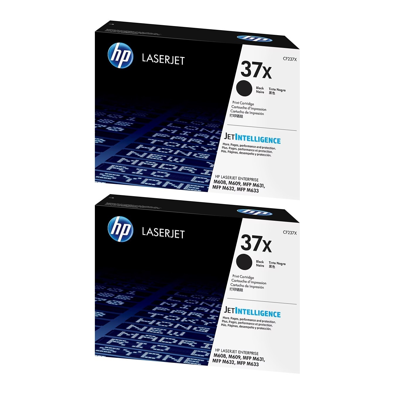 HP 37X Black High Yield Toner Cartridge (CF237X), Pack of 2