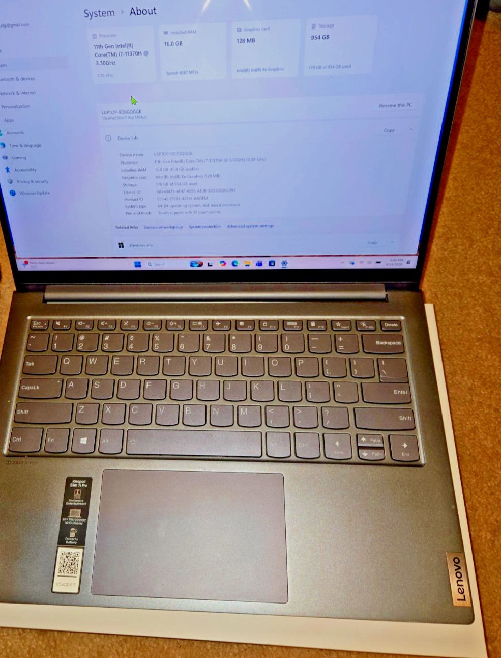 Lenovo IdeaPad Slim 7 Pro 14IHU5 (1TB SSD, Intel i7 11th Gen., 3.30GHz, 16GB RAM