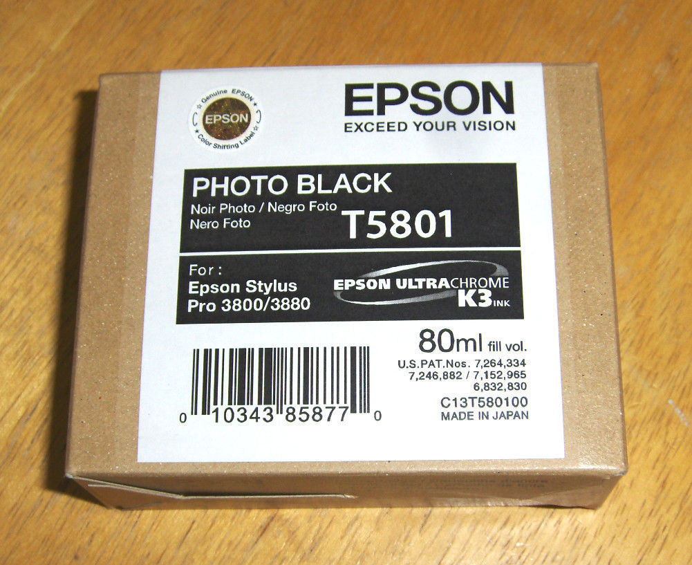 T5801 Genuine Epson Pro 3800 3880 Photo Black Ink T580100 w/exp 02-2019