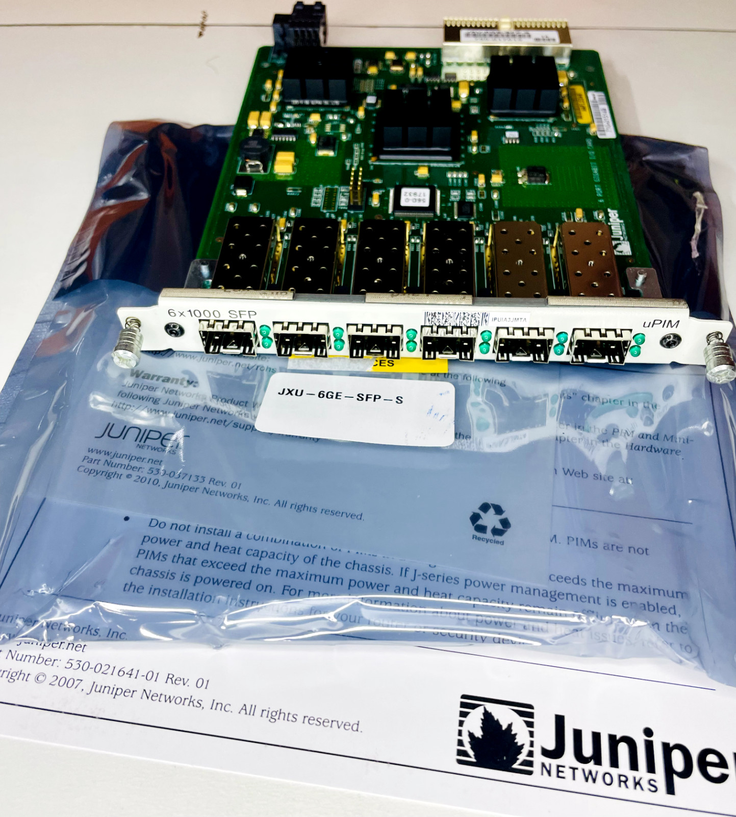 Juniper JXU-6GE-SFP-S SFP UPIM 6-Port Gigabit I/O Card