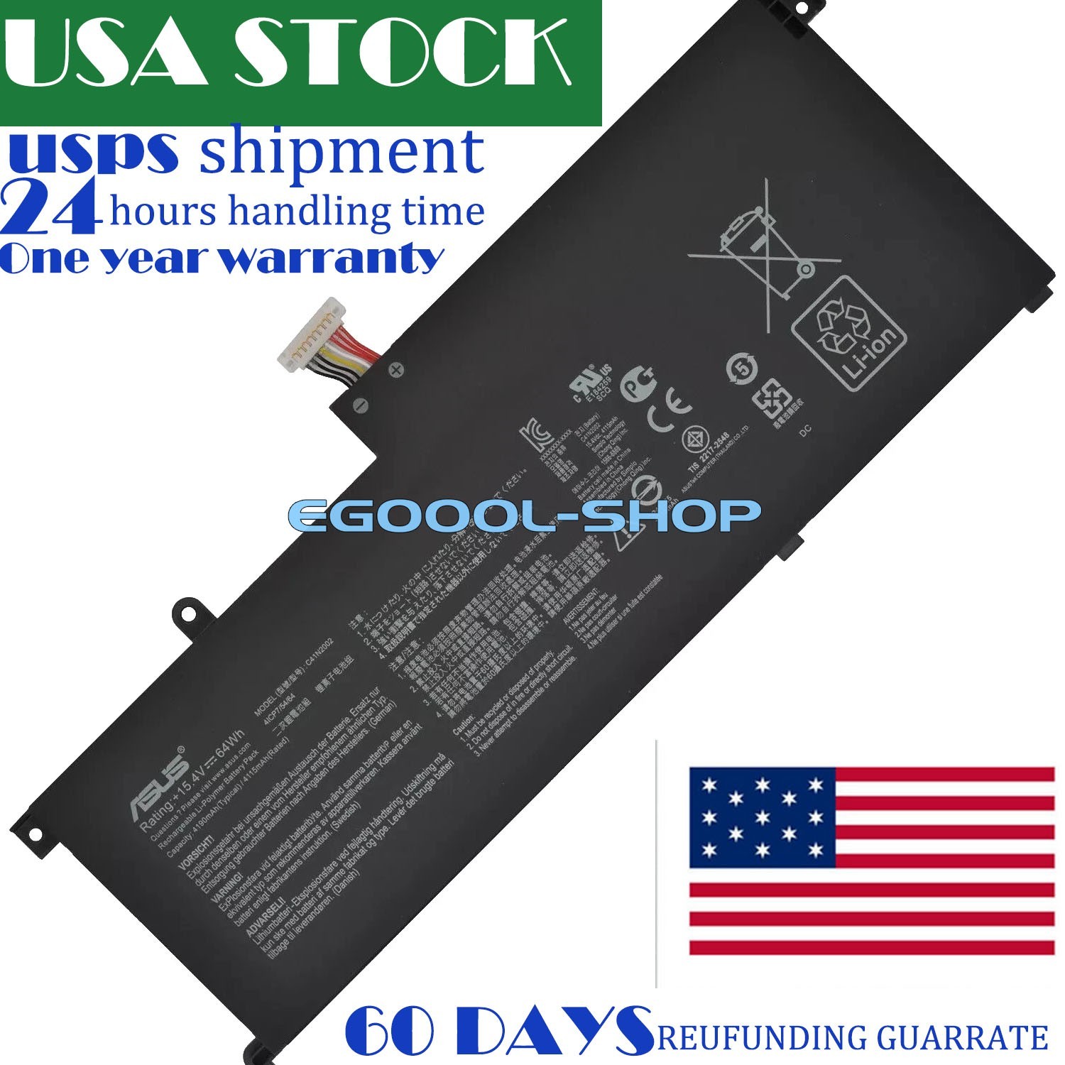 New Genuine C41N2002 Battery for Asus ZenBook Pro 15 UX535 UX535L UX535LH 