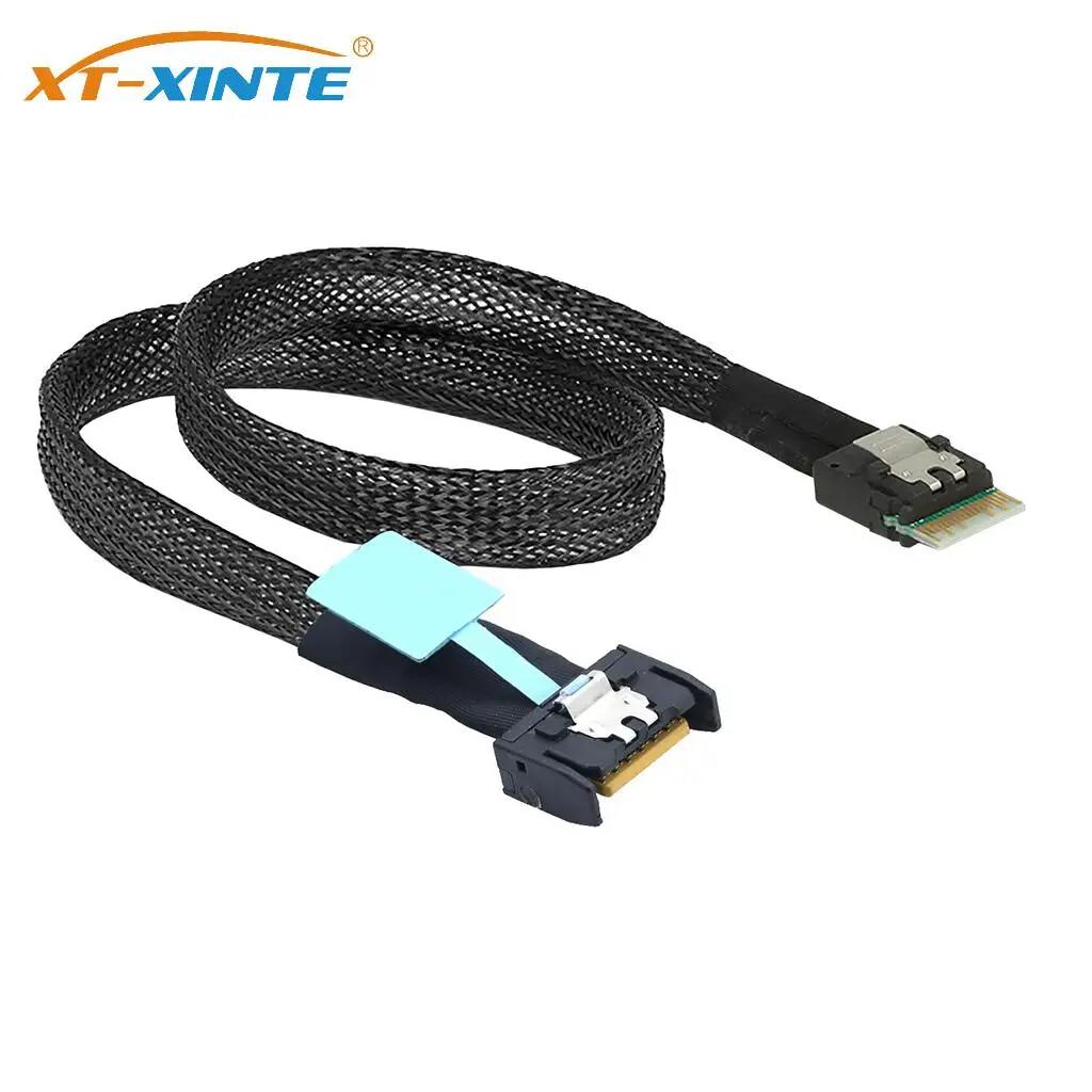 Gen5 MCIO Slimline SFF-8654 4i to SFF-8654 4i Connection Cable Server Data Cable