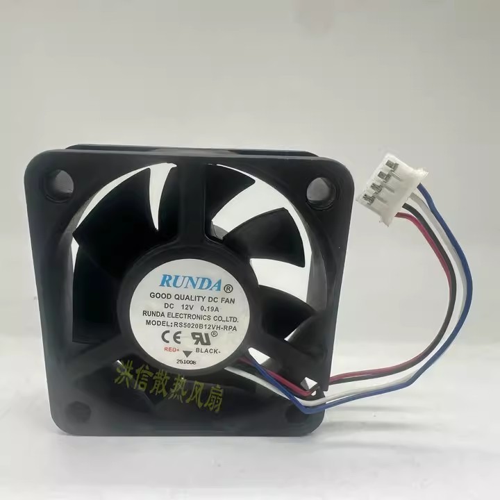 1PCS RUNDA 5020 RS5020B12VH-RPA DC12V 0.19A 4-Wire 50x20mm Axial Fan