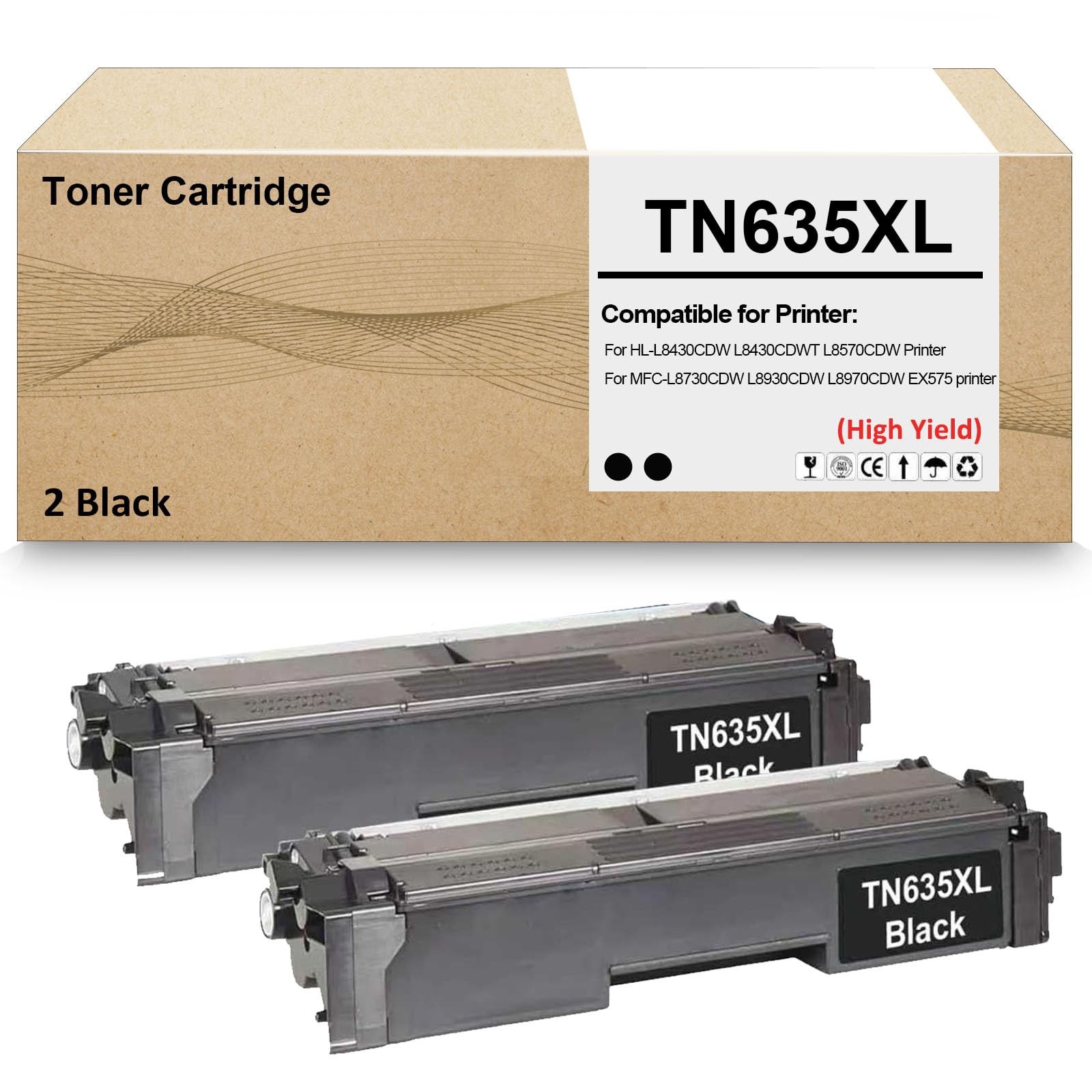 Brother TN635XL High Yield Black Toner Cartridge Twin Pack 5500 Pages