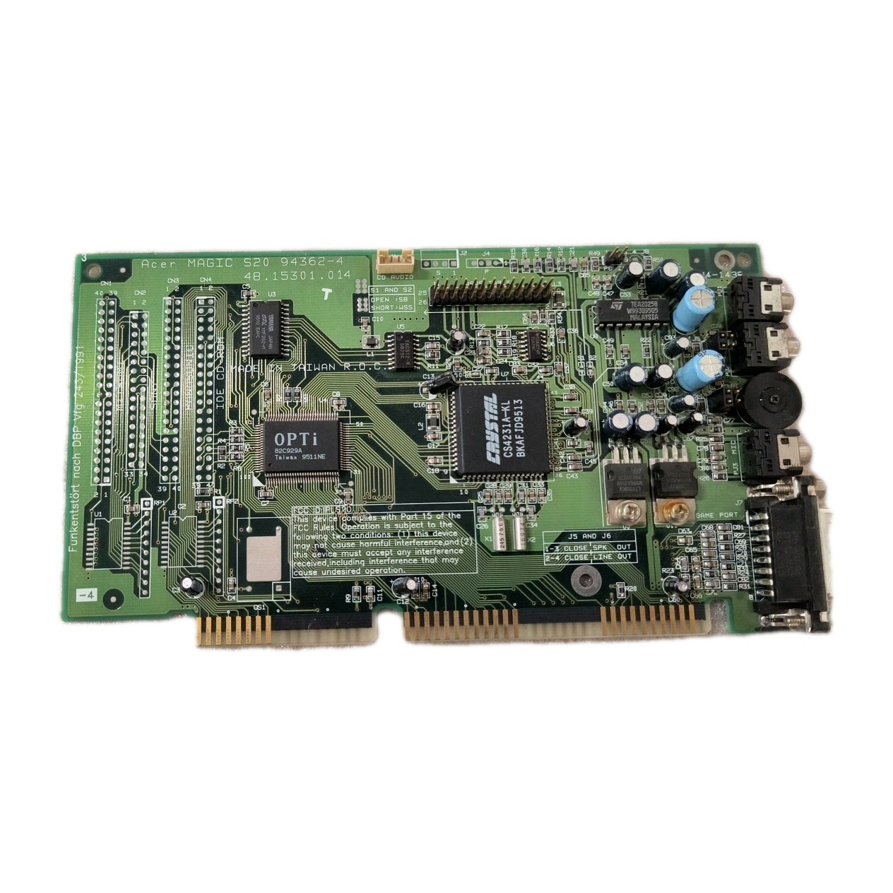 RARE VINTAGE ACER MAGIC S20 94362-4 ISA SOUND CD 48.15301.014 NO BACK PLATE MXB8